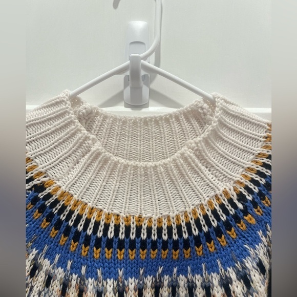 NWT Mens Pullover Sweater S XL Aztec Blue and White Mock Neck - Picture 4 of 10